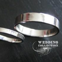 wedding photo - Set Recycled Palladium Wedding Rings Simple and Polished