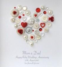 wedding photo - Personalised Ruby Anniversary Heart Artwork