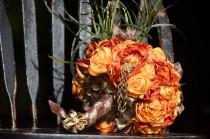 wedding photo - Brooch Bouquet. Button Bouquet. Autumn Wedding. Halloween Wedding. Vintage Jewelry, Keepsake Bouquet. Orange Bouquet. Steampunk Bouquet.