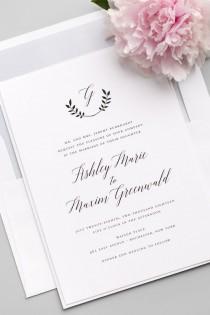 wedding photo - Wreath Monogram Wedding Invitations