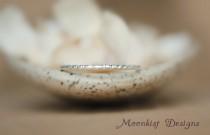 wedding photo - Textured Narrow Wedding Band in Sterling - Modern and Simple Silver Commitment Band - Textured Pattern Accent Band - Sterling Stacking Ring