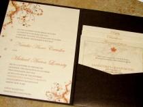 wedding photo - Chocolate Brown Fall Wedding Invitation