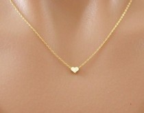 wedding photo -  Tiny Heart Matt Gold Plated Necklace, Little Heart, Gold Filled, Minimalist Jewelry, Silver Heart Necklace, Floating Heart Pendant
