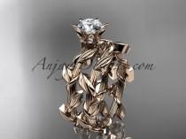 wedding photo -  Unique 14kt rose gold diamond floral wedding ring, engagement set ADLR248S