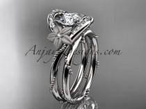wedding photo -  platinum diamond unique engagement set with a "Forever One" Moissanite center stone ADLR166S