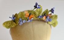 wedding photo - Butterfly crown, leaf crown, whimsical headpiece, woodland headband, fairy crown, hair accessory - Titania