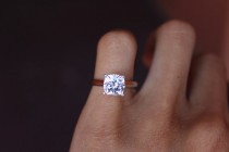 wedding photo -  2.20 Carat FOREVER ONE Moissanite Cushion-Cut Solitaire Engagement Ring 14k White Gold - Cushion Moissanite Rings For Women - 2 carat 7.5mm