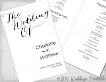 wedding photo - Wedding program template Calligraphy black & white printable wedding program DIY order of ceremony booklet "Bombshell" YOU EDIT download