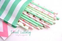wedding photo - Mint and Pink Party -Mint Straws -Pink Straws, Gold Straws, Gold party supplies -Mint wedding decor, Pink Party, Wedding Decorations, Blush