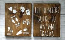 wedding photo - Lil Hunters Guide To Animal Tracks Rustic Wood Set, Hunting Nursery Decor, Rustic Nursery Decor, Kids Bedroom Decor, Woodland Nursery Decor