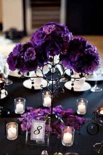 wedding photo - Purple Wedding Centerpieces With Glamour