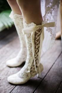 wedding photo - White lace Boot