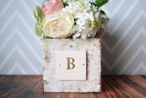 wedding photo - PERSONALIZED Wedding Gift - Square Birch Vase