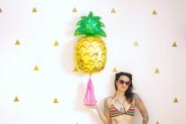 wedding photo - Pineapple Tassel Balloon, Tropical Beach Pineapple Party Decor, Photo Booth Prop, Pink and Gold Birthday