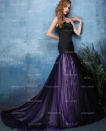 wedding photo -  Black and Purple Mermaid Gothic Wedding Dress