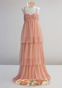 wedding photo - Chiffon Straps Floor Length Tiers Ruched Sleeveless