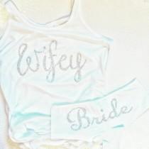 wedding photo - Wifey, Wedding night, Bride shirt, Bride underwear set, personalized bridal shower gift, personalized wedding gift, personalized underwear