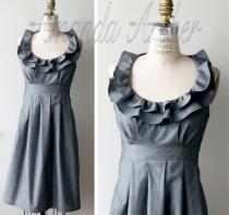 wedding photo - Grey Dress, Bridesmaid, Made to Order, cotton with pockets
