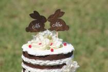 wedding photo - Bunny Cake Topper - Mr & Mrs Bunny - Bride and Groom - Rustic Country Chic Wedding