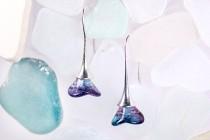 wedding photo - purple blue mix drop earrings bright blue violet jewelry royal purple earrings romantic gift for her night sky jewelry bleu de bijoux пя28