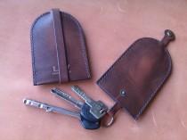wedding photo - Key holder Leather keychain Leather key case