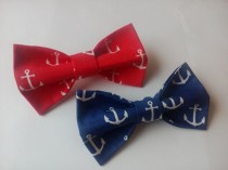 wedding photo - Bow ties Two nautical red and blue bowties Perfect gifts for little boys Nautical themed wedding bow ties Deux nœuds papillons nautiques