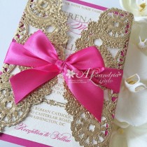 wedding photo - Hot Pink Fuschia Invitation