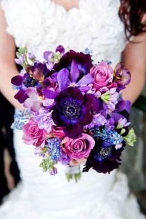wedding photo - 30 Purple & Blue Wedding Bouquets