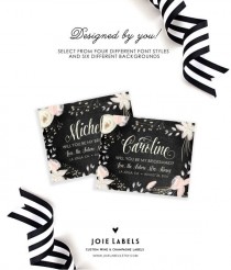 wedding photo - Will You Be My Bridesmaid Custom Wine Labels And Champagne Labels - Weatherproof - Self Adhesive - Precision Cut - Includes Digital Proof