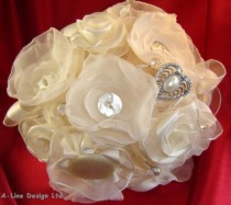 wedding photo - Ivory Button Bridal Bouquet BB1