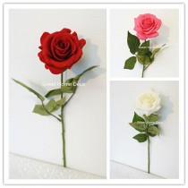 wedding photo - JennysFlowerShop 17'' Real Touch Rose Artificial Single Spray