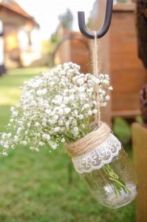 wedding photo - Hanging Mason Jar Vases, Set Of 6, Wedding Aisle Decor, Rustic Wedding Mason Jar