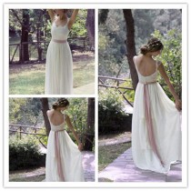 wedding photo - Backless Sheath Chiffon Wedding Dress Bridal Gown Custom Size 4 6 8 10 12