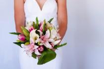 wedding photo - Bridal Bouquet, Pink Lily, Wedding bouquet, Alternative bouquet, Real touch, Artificial flowers, High Quality bouquet , Calla Lily,
