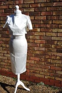 wedding photo - 1950s/60s style bridal bolero jacket and high waisted pencil skirt outfit size 8
