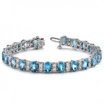 wedding photo -  2 Carat Diamond & Blue Topaz Tennis Bracelet - Bracelets for Women - Anniversary - Mother's Day Gifts - Anniversary Gift Ideas