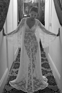 wedding photo - Sheer Lace Bridal Robe Bridal Lingerie Wedding Lingerie Wedding Robe Sleepwear Lace Robe