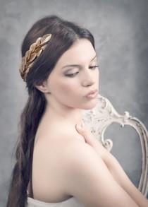 wedding photo - Grecian headpiece. Gold leaves headpiece. Bridal headpiece. Gold leaves crown. Grecian crown. MOD519 bridal Crown