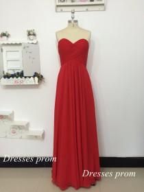 wedding photo - Red Elegant A-line Sweetheart Floor-length Ruffles Chiffon Dress Long Evening Dress - Prom Dress - Bridesmaid Dress 2015 New