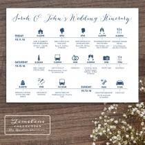 wedding photo - Printable Wedding Timeline Day Of Itinerary Schedule Card - three lines, 5 x 7, multi day, weekend