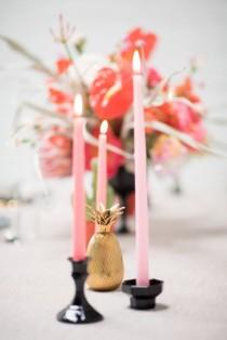 wedding photo - Pink Candles with Black Candlesticks