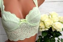 wedding photo - Floral lace bralette/ Bustier Top/ Lace bra/ Boho lingerie