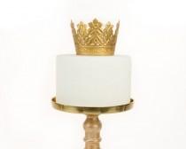wedding photo - Gold Crown Cake Topper, Bright Gold Crown, Mini Crown