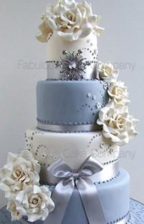 wedding photo - Contemporary Ivory & Grey Wedding Cake Fabulous Cake Company
