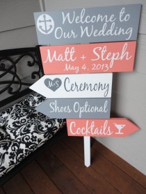 wedding photo - Beach Wedding Signs. Five Customized Directional Signs With Arrows With Bride And Grooms Names/Date. Wedding Ceremony, Event Or Celebration