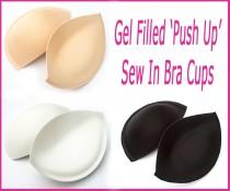 wedding photo - Quality Sew in Bra Cups - Gel Filled 'PUSH UP' Bra Cups - Ivory, Nude or Black - A/B or B/C Cup - Great for Dressmaking & Bridal Alterations