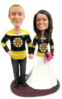 wedding photo - Custom Hockey Wedding Cake Toppers Sculpted to Look Like You