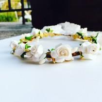 wedding photo - white flower crown - baby headband - flower girl headband - wedding hair accessories - bridal flower crown - boho flower crown