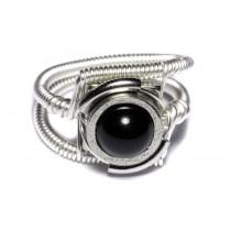 wedding photo - Steampunk Jewelry - Ring - Black Onyx - Silver tone