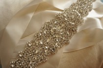 wedding photo - bridal rhinestone applique, crystal beaded applique, wedding sash applique